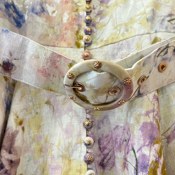 Rhythmic Belted Embellished Floral-print Linen Mini Dress - Picture 5 of 9